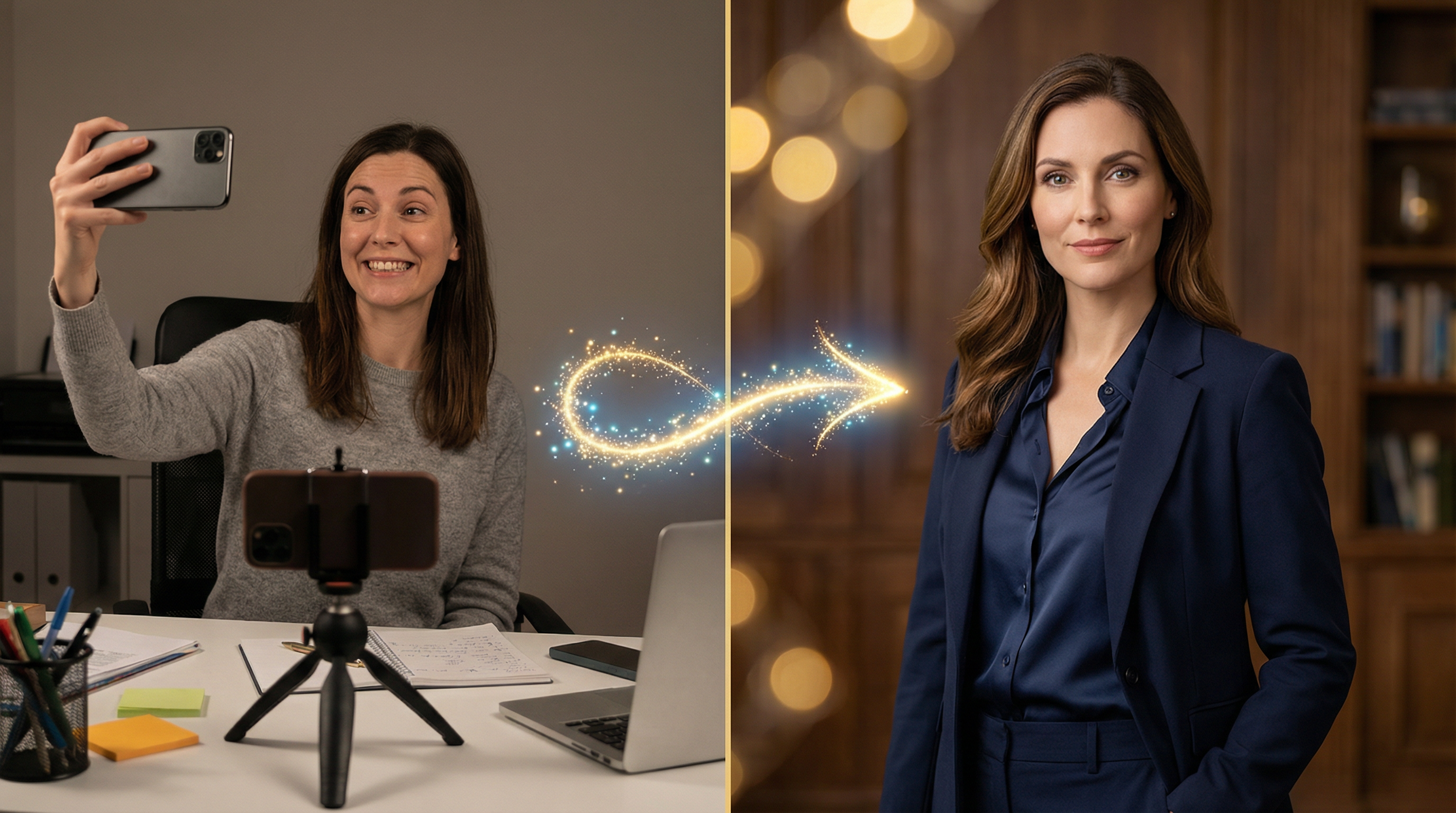 Before and after AI photography transformation